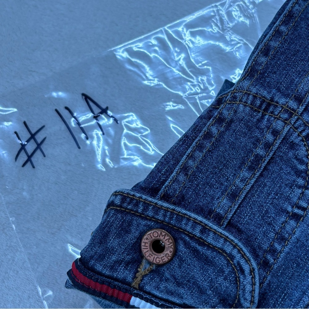 Tommy Jeans Denim Jacket Womens Size L Medium Wash Stretch Classic Blue Jean - Picture 10 of 10